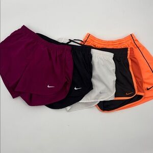 5 Pair-Nike Dri-Fit Shorts In Purple, White, Black, and Orange, Size S
